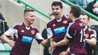 Hearts players celebrating