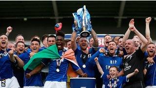 Chesterfield with the League Two trophy