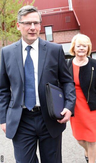 Director of football Craig Levein and Ann Budge