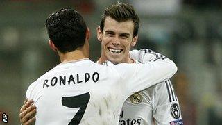 Gareth Bale with Real Madrid team-mate Cristiano Ronaldo