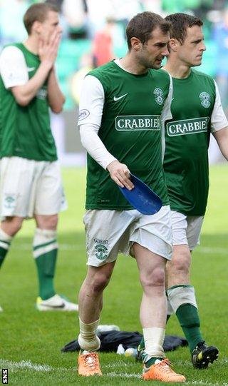 Kevin Thomson and his Hibs team-mates are left disconsolate