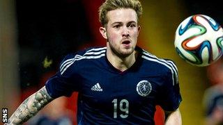 Danny Handling playing for Scotland Under-21s