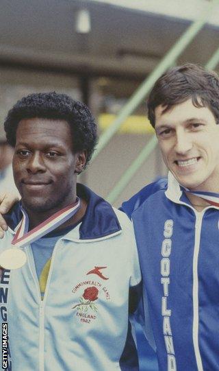 Wells finished tied for 1st place alongside Mike McFarlane in the 200m final of the 1982 Commonwealth Games.