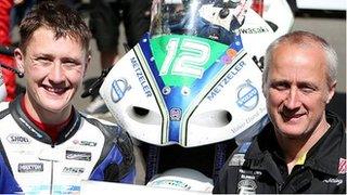 Dean Harrison with his father Conrad at the TT races