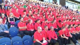 Team Wales members took part in an official send-off at the Swalec Stadium in Cardiff