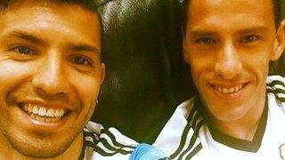 Sergio Aguero (left) with Maxi Rodriguez