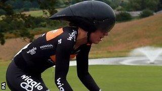 Elinor Barker finishes fourth in Thursday's women's British road time trial at Celtic Manor