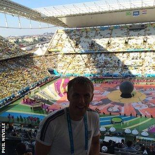 Phil Neville at the World Cup opening ceremony in Sao Paulo, ahead of Brazil versus Croatia