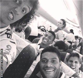 David Luiz with his Brazil team-mates