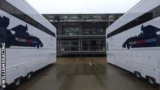 Williams trucks in the wet weather at Silverstone