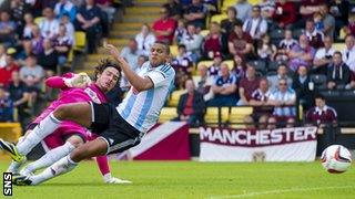 Fellow trialist Osman Sow scored Hearts' third goal