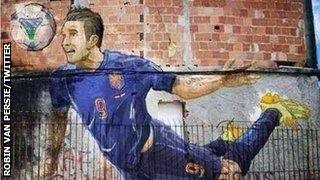 An mural of Robin van Persie in Brazil