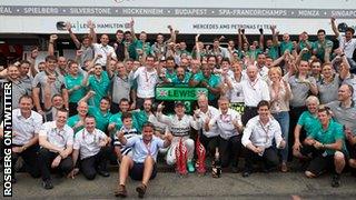 Nico Rosberg celebrates his German GP win