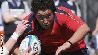 Spain number eight Ana Maria Aigneren runs with the ball against Scotland in the 2006 World Cup