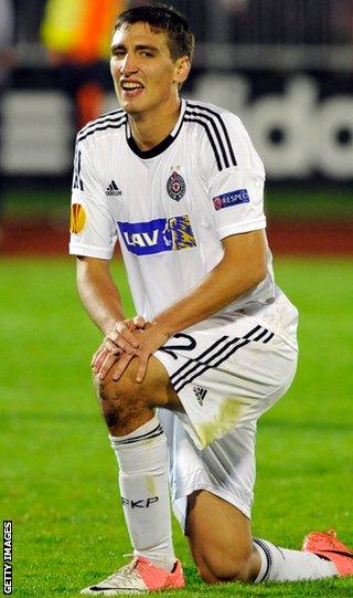 Stefan Scepovic in action for Partizan