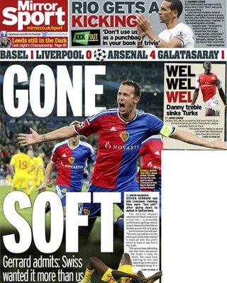 Thursday's Daily Mirror back page