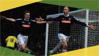 Luton Town's Scott Rendell celebrates his goal against Norwich in the 2013 FA Cup