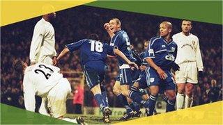 Cardiff's Scott Young turns to celebrate against Leeds in the 2002 FA Cup third round