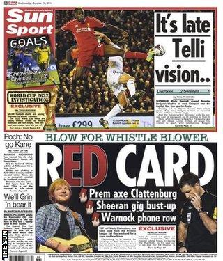 Wednesday's Sun back page