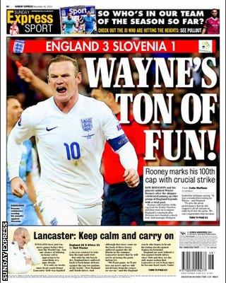 The back page of the Sunday Express