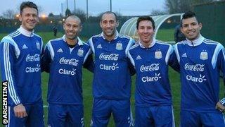 Argentina squad training in Carrington