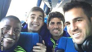 Chelsea players en route to Germany