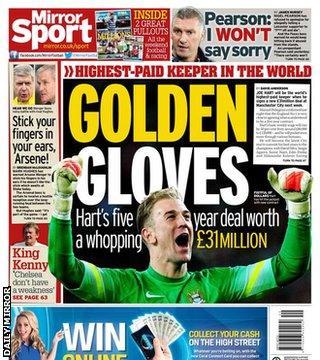 Saturday's Daily Mirror back page