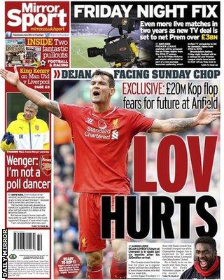 Saturday's Daily Mirror back page