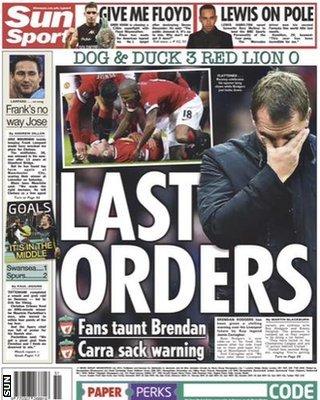 Monday's Sun back page