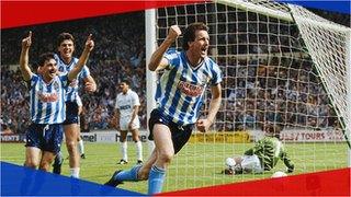 Keith Houchen of Coventry City celebrates scoring in the FA Cup Final