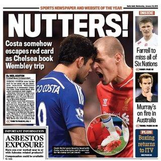 The back page of Wednesday's Daily Mail