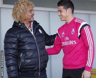 James Rodriguez (right) with Carlos Valderrama