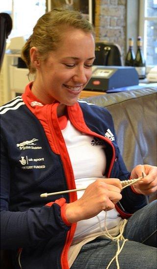 Lizzy Yarnold knitting