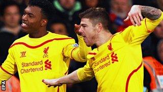 Liverpool's Daniel Sturridge and Alberto Moreno