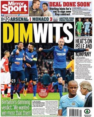 Thursday's Mirror back page