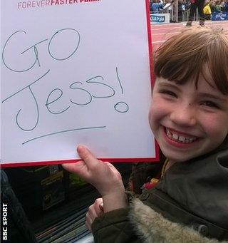 Eva Sheringham supporting Jessica Ennis-Hill