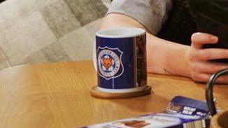 An image of a Leicester City FC mug on a table during episode 9319 of the Australian soap.