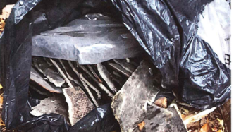 Roofing waste in bags