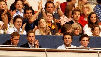 Prince William (second left) and then ex-girlfriend Kate Middleton (right) in the crowd during the charity concert in memory of Diana, Princess of Wales, July 2007