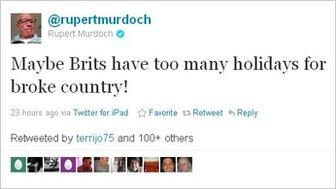 Screengrab of Mr Murdoch's comment about Brits