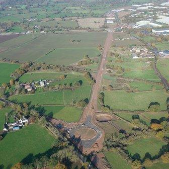 A section of the new Wrexham Industrial Estate relief road