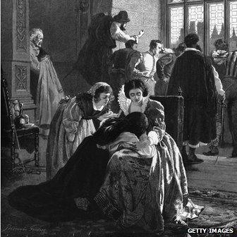 1572: Grieving Huguenots seek to comfort the bereaved during the St Bartholomew's Day Massacre in France