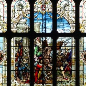 Stained glass window inside Dyffryn House