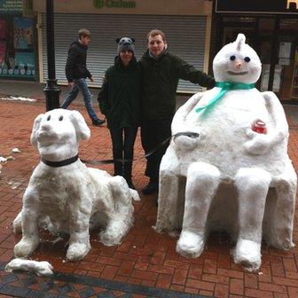 Snow sculpture in Wrexham