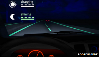 Glow in the dark road markings