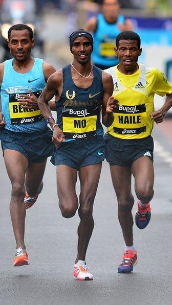 Great Britain's Mo Farah, Ethiopia's Kenenisa Bekele Ethiopia's Haile Gebrselassie