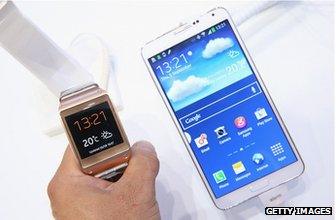 Samsung watch and phone