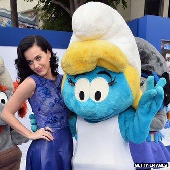 Katy Perry with 'Smurfette'