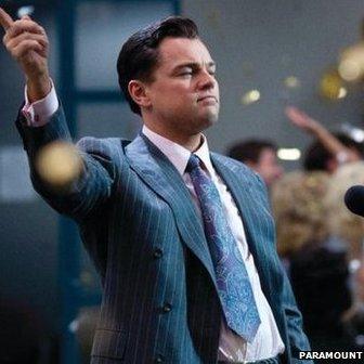 Leonardo DiCaprio as Jordan Belfort in The Wolf of Wall Street