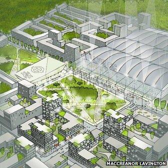 Artists impression of a design by Maccreanor Lavington of Heathrow City